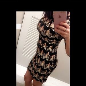 Sequin, gold, light gold  black Dress